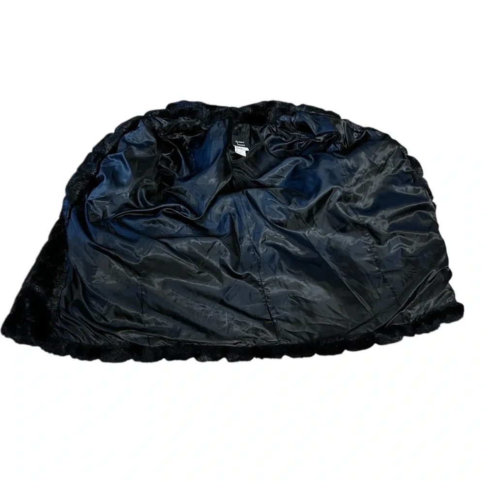 DENNIS BASSO VINTAGE 90s Black Faux Fur Plush Mid-Length Coat Jacket SZ:L - Picture 10 of 12